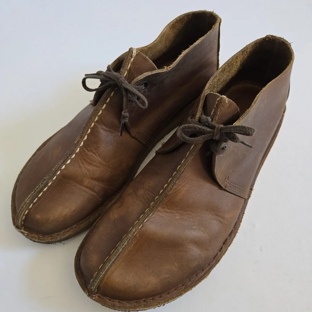 Clarks Desert Trek Brown Beeswax Leather Shoes chukka brown mens 10.5/11